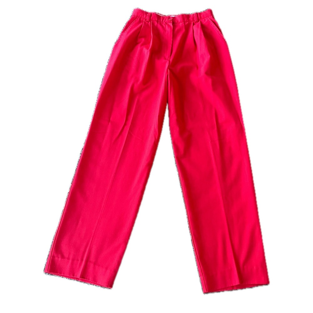 Vintage 90s Red Pleated High Waisted Straight Leg Trousers Womens Sz 2 Fall